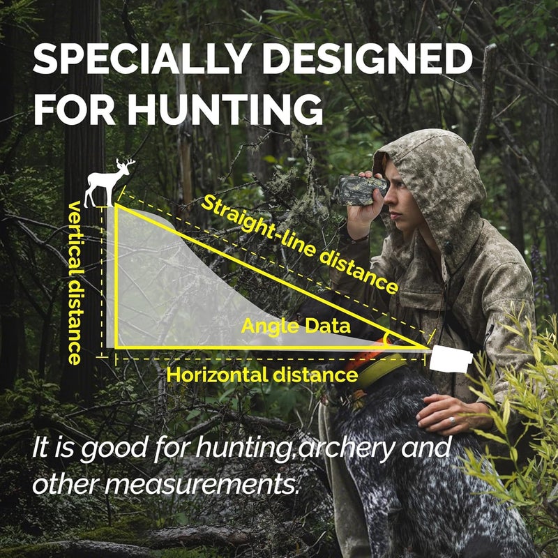 AILEMON Hunting Laser Rangefinder Bow Range Finder Camo Distance Measuring Outdoor Wild 900Y with Red Display, Distance/Angle/Scan 6X Magnification - Image 2